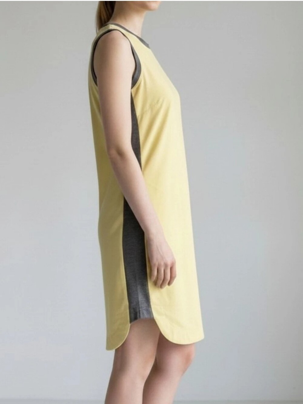 Titke Nine Sleeveless Yellow Tech Gray Athletic Shift Dress S